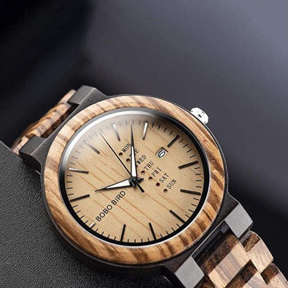 BOBO BIRD Wooden Casual Mens Stylish Wristwatch - Picture 3 of 7